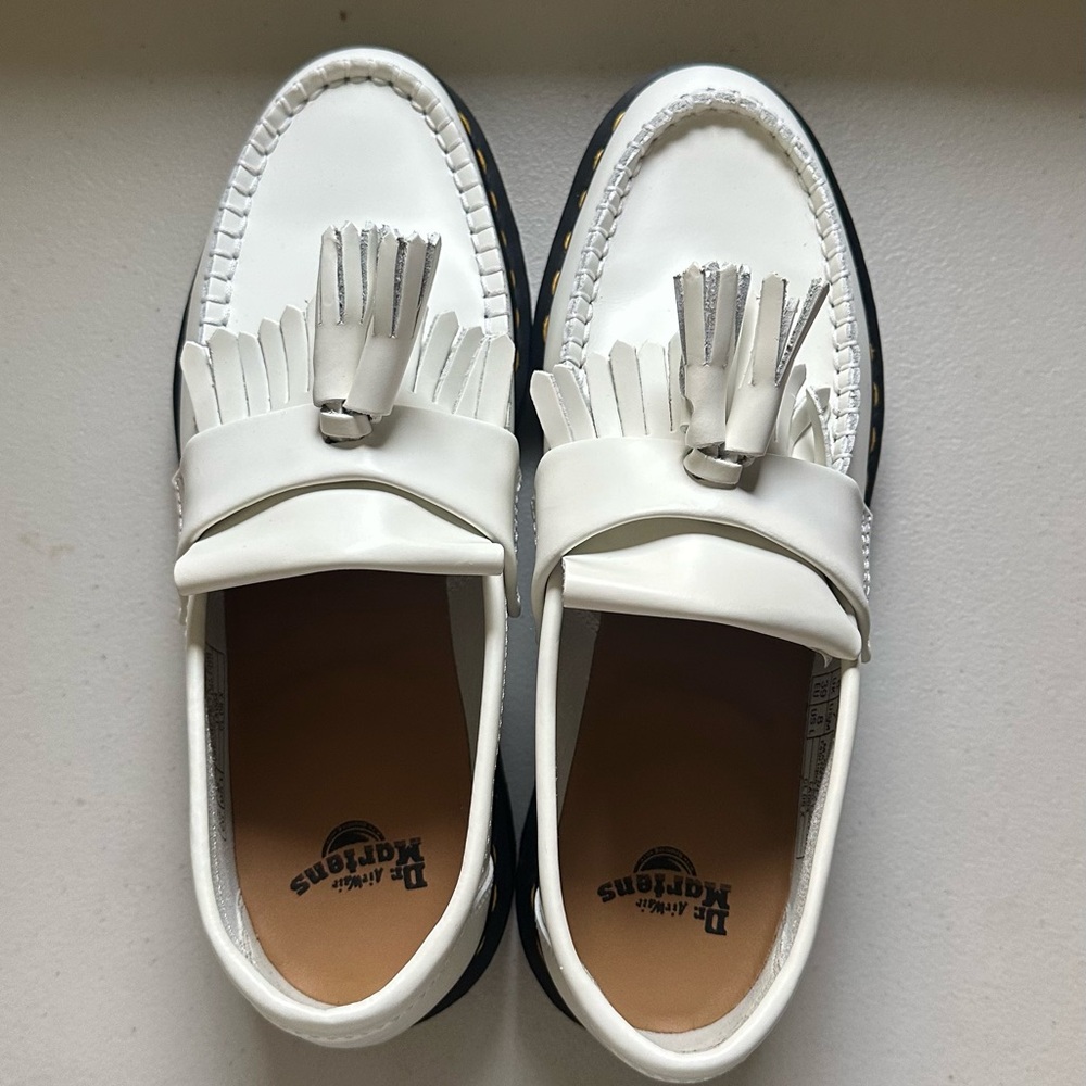Dr. Martens White Adrian Loafers